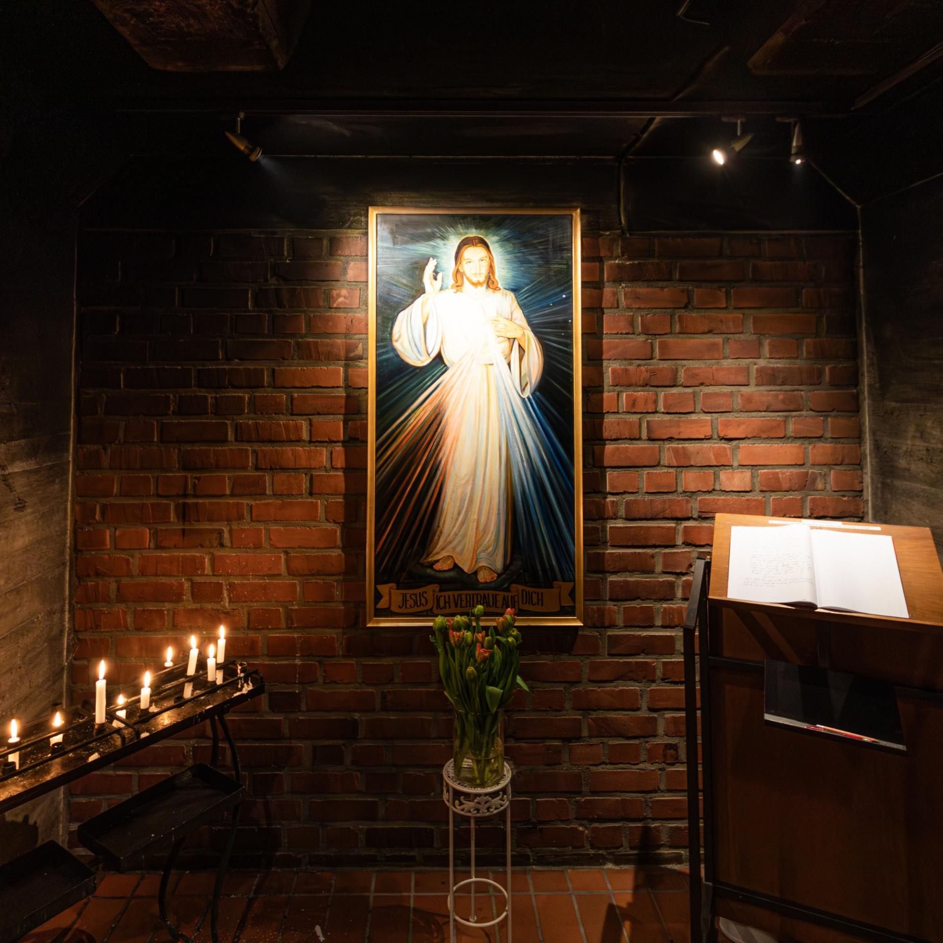 Offenbarungsbild  der Hl. Faustyna Kowalska  „Jesus ich vertraue auf dich“