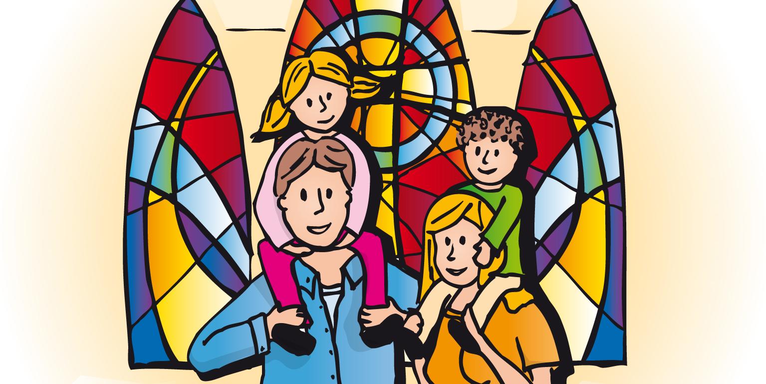 Familie in Kirche